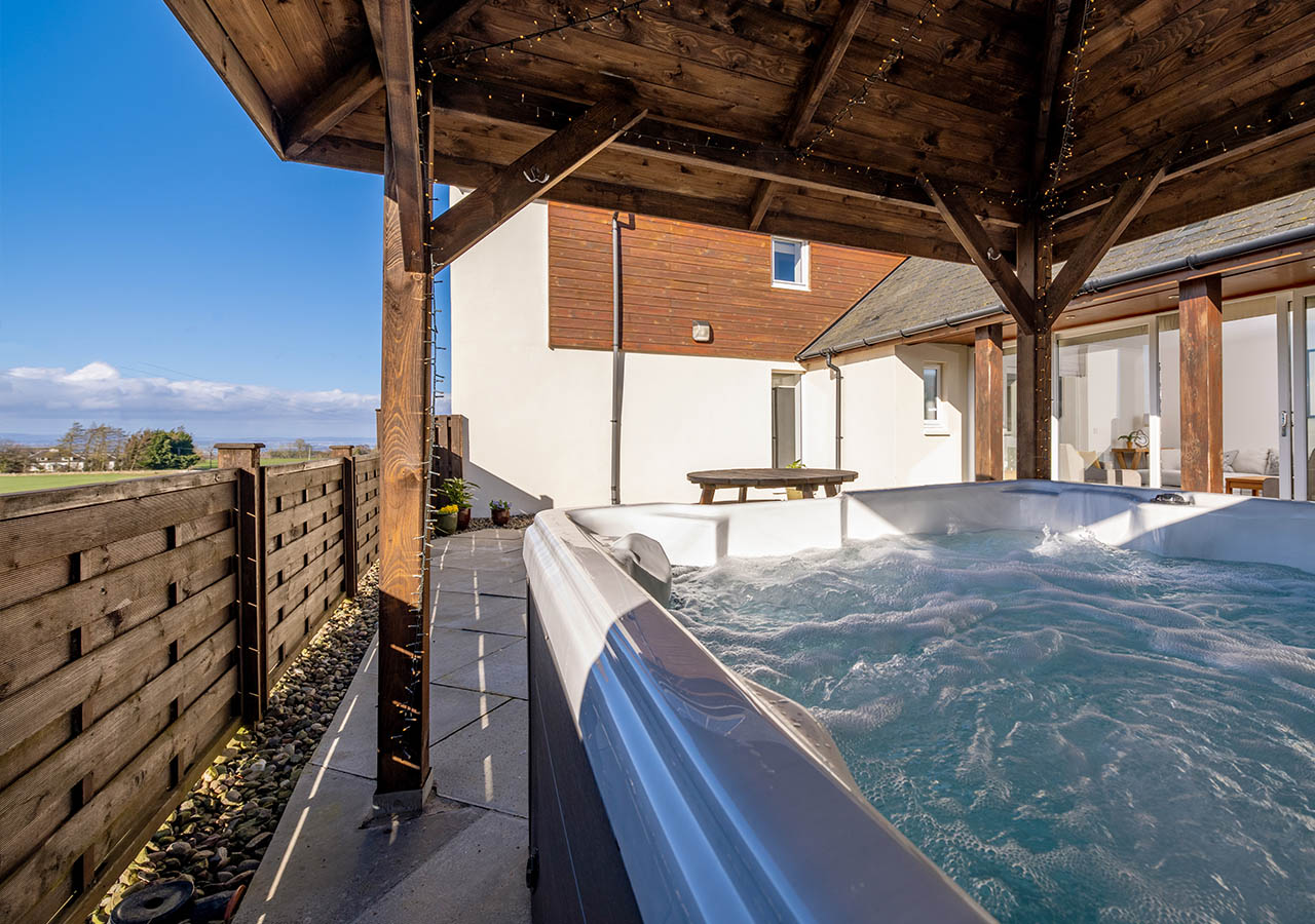 The hot tub at Lodge 3 at Elderburn Luxury Lodges