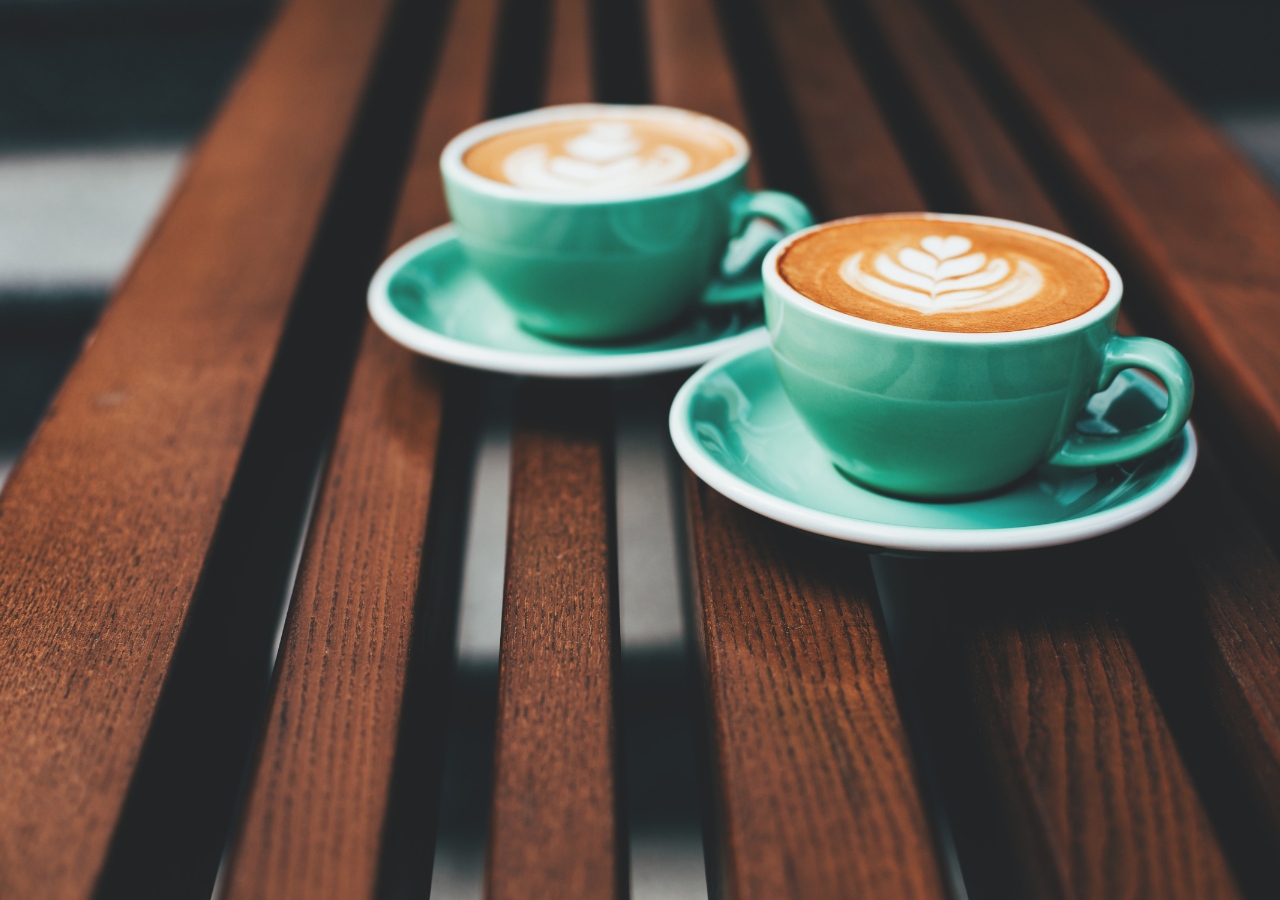 Two cups of freshly ground coffee