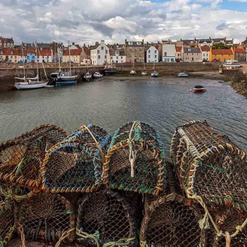 Lobster pots at St Monans harbour.