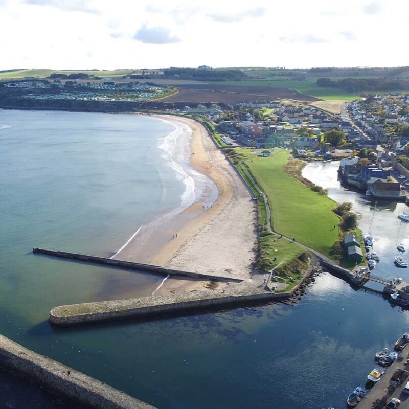 The harbour and East Sands at St Andrews.